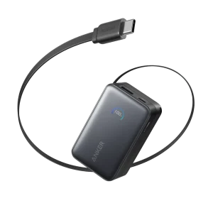 Anker Nano Power Bank 10000mAh 45W Built-In Retractable USB-C Cable – Black – A1638H11 – OP