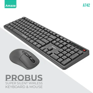 Amaze A742 Probus Super Silent Wireless Keyboard & Mouse Combo – Black – BIS