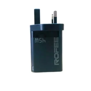 Rofee Smart & Fast Dual Port Usb-A 18W & USB-C 45W Wall Gan Charger W/O Cable 3Pin
                    RG-145 Black